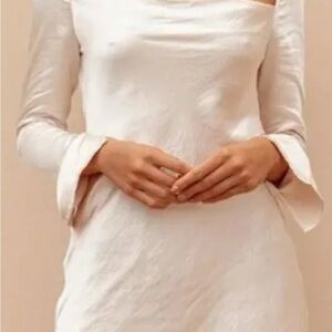 Princess Polly Champagne Off-Shoulder Bell Sleeve Sheath Dress